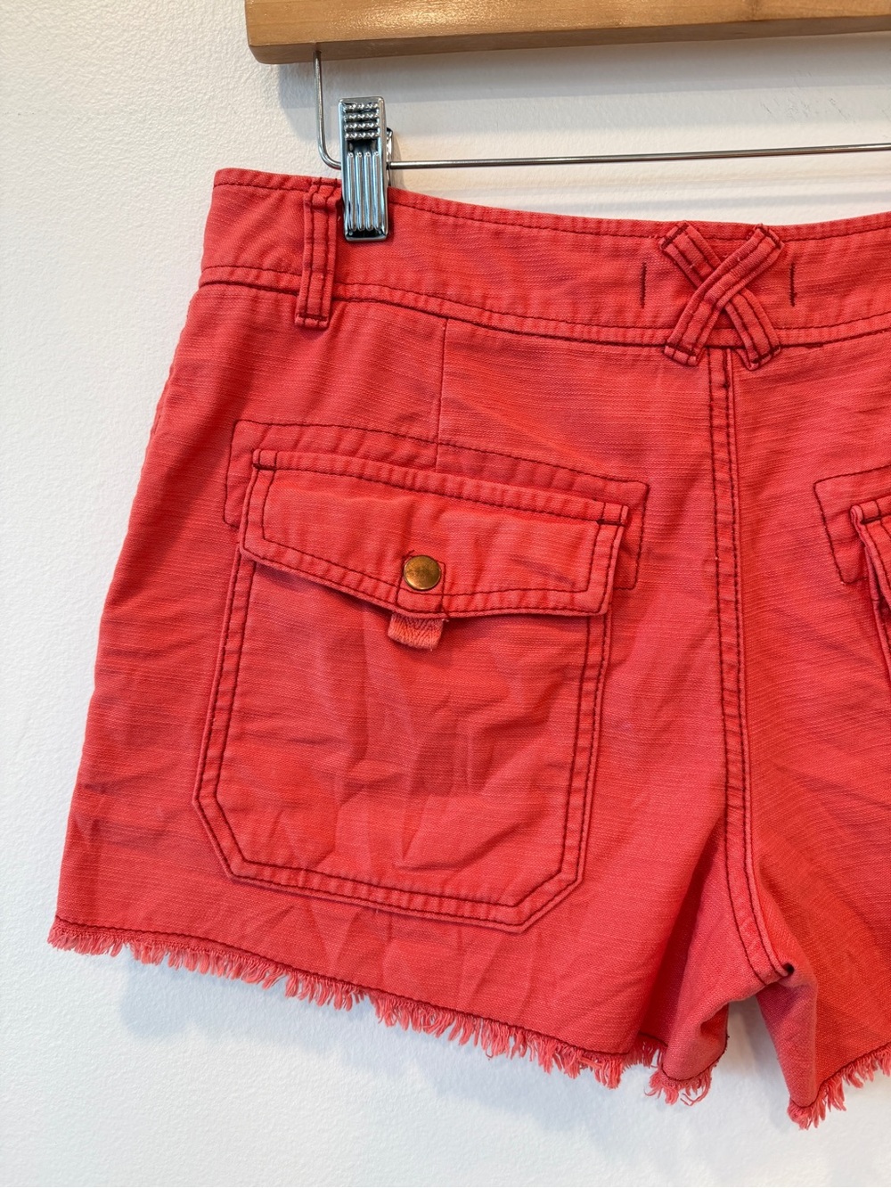 Free People red coral cotton slub shorts size 6